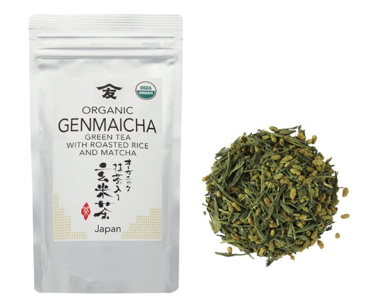 Organic Genmaicha Tea - Loose Leaf Japanese Green Tea - Genmai Matcha Uji-Kyoto - Premium Sencha Green Tea, 100g